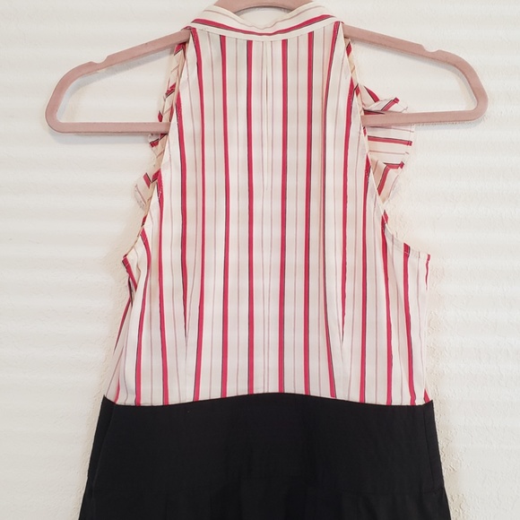 Express Dress Beautiful Ruffled Collar and Front Pink White Stripes Dress - Picture 7 of 12
